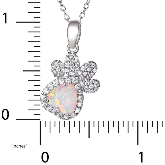 Sparkling Opal Paw Print Fine Jewelry Necklace - Picture 3 of 4